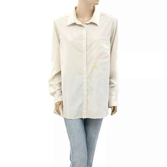 Kerri Rosenthal Mia Shirt Quilted Patch Top Buttondown Poplin Cotton S 275524 - Picture 1 of 5